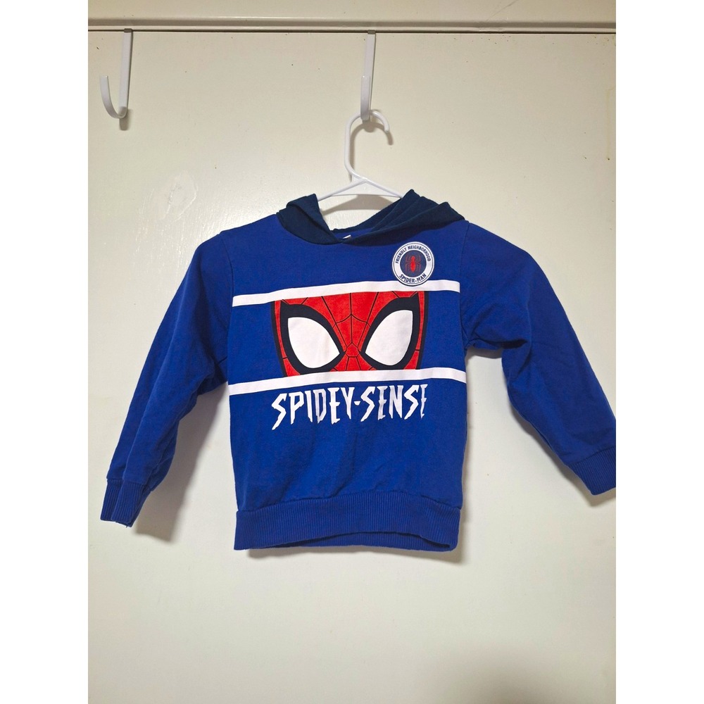 Marvel Spider-Man Boys Size 5 Blue Fleece Hoodie Jacket Pullover Graphic Logo
